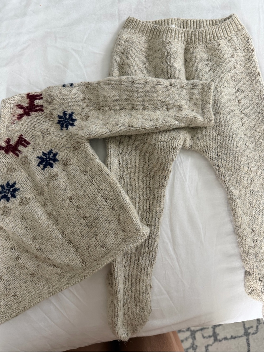 Zara Cream Knit Kids Matching Set with Navy and Burgundy Accents